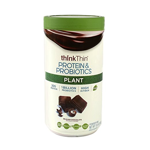 thinkThin Protein & Probiotics Plant, Belgian Chocolate (15.9 oz, 11 Servings)