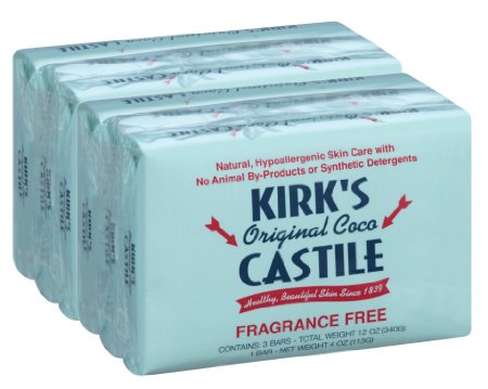 Kirks Castile Coco Castile Bar Soap Fragrance Free 4 oz 6 pack