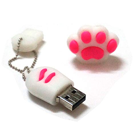 GTONEE 8GB USB Flash Drives, Mini Cat Pows Design USB KEY, Cute Flash Memory Drive DISK Device, Pen Drive, Memory Sticks, High Speed, Small, Great for everyday use White