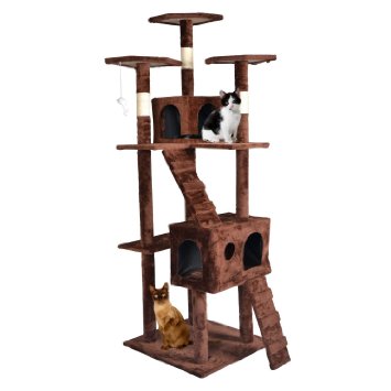 BestPet CT9073 Cat Tree Condo Furniture, Surface Material Faux Fur, 73-Inch, Brown