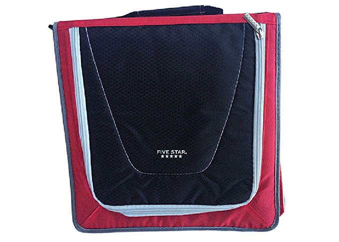 Zipper Binder 530 Sheet Capacity, 2 inch, Five Star , 12 3/4 Inch * 12 Inch, Including 3 Color Code Dividers, Durable Handle $ Strap, Removable Pencil Pouch (Red,Black)