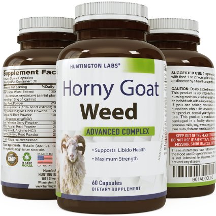 BEST MALE ENHANCEMENT 8226 Horny Goat Weed Supplement with fast acting Maca Root Powder 8226 Natural Testosterone booster 8226 BETTER SEXUAL HEALTH 8226 Increase energy  stamina  performance 8226 Huntington Labs 60 Capsules