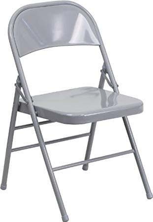 Flash Furniture HERCULES Series Triple Braced & Double Hinged Gray Metal Folding Chair