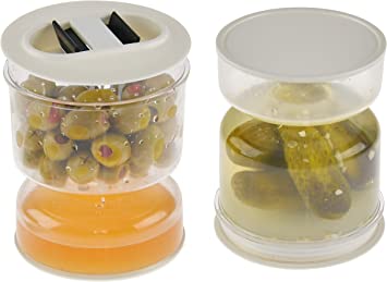 HOME-X Pickle and Olives Hourglass Jar, Juice Separator, Pickle and Olive Container