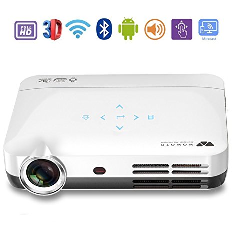 Mini HD Projector Beamer, Foxcesd H9 Full 1080P HD 3D Multimedia Portable DLP Video Projector Beamer, Android 4.4 & Bluetooth 4.0 System, HDMI, USB, Multi-Screen-Sharing for Home Cinema, Business Education, Party and Games (1280*800, 2000:1)