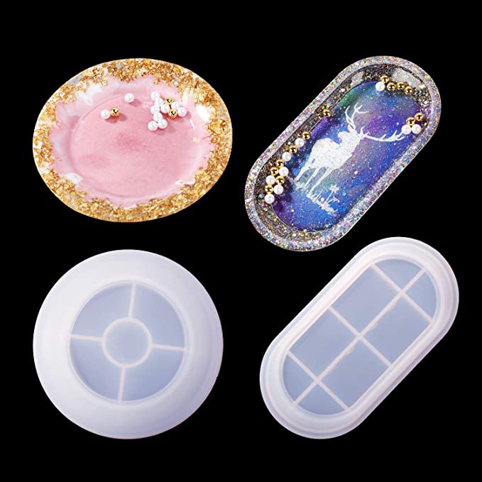 LET'S RESIN Silicone Dish Molds, Oval Epoxy Resin Casting Molds, Epoxy Resin Tray Molds for DIY Jewelry, Soap Dish, Home Decoration