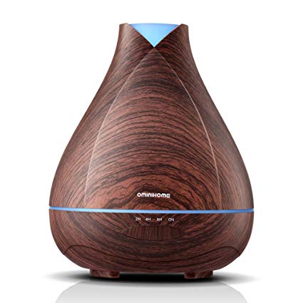 Aromatherapy Essential Oil Diffuser 530ml Cool Mist Ultrasonic Fragrance Scent Air Humidifier Wood Grain 18 Hours Aroma Room Diffuser with 7 Color Quiet Auto Shut Off for Home/Bedroom/Office