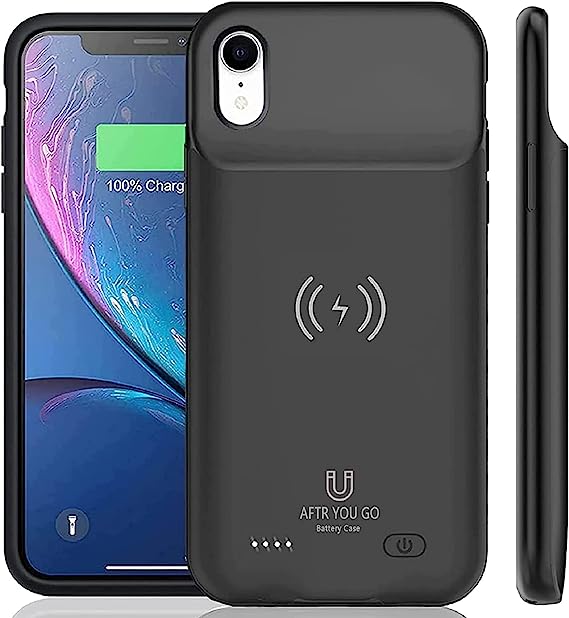 AFTRYOUGO Battery Case for iPhone XR(6.1 Inches), Qi Wireless Charging Compatible, 8000mAh Slim Extended Rechargeable External Black Pro Model:XDL-640MW