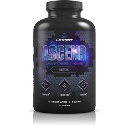Legion Athletics Ascend Nootropic - All Natural Brain Supplement for Boosting Energy, Focus, & Memory - Banish "Foggy Brain" With Vitamins For Your Mind, Including CDP-Choline & Alpha-GPC - 30 svgs