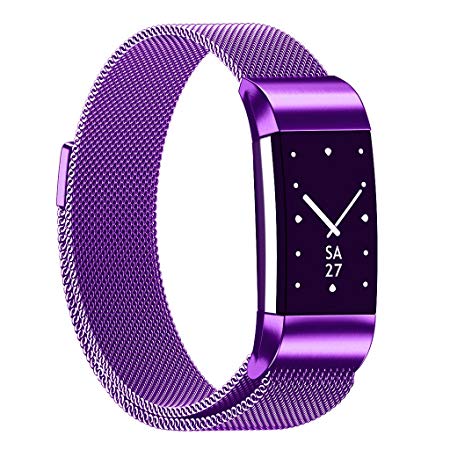 For Fitbit Charge 2 Bands Stainless Steel Milanese Loop Bracelet Magnetic Clasp For Fitbit Charge 2 HR 12  Color L/Small Milanese Mesh SS Steel Metal Band Strap