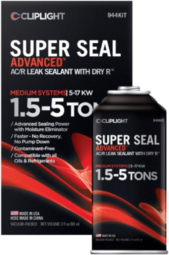 Cliplight Super Seal Advanced 944KIT - Permanently Seals & Prevents Leaks in A/C & Refrigeration Systems - 1.5-5 TONS by Cliplight