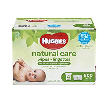 HUGGIES NATURAL CARE Fragrance-Free & Hypoallergenic Baby Wipes (1 Tub, 4X Refill Packs, 800 Count)