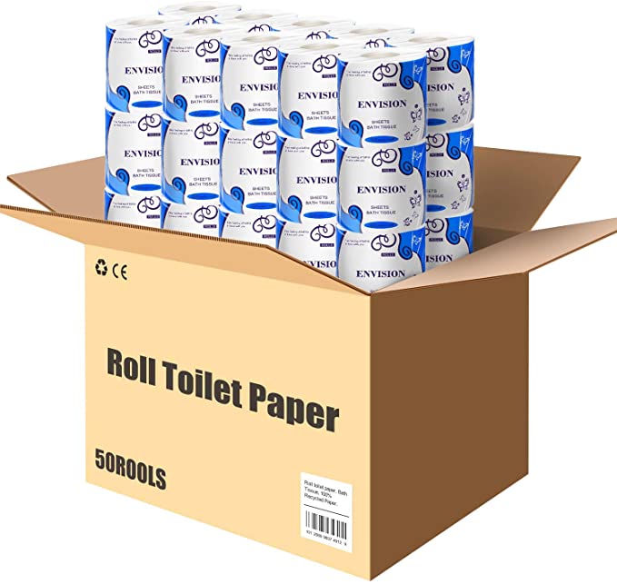 StillCool 50 Rolls Toilet Paper 4 Layers Soft Strong Bath Tissue Home Kitchen Toilet Tissue for Daily Use, 4-ply Paper Towel, Individually Wrapped Standard Rolls