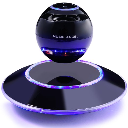 Music Angel JH-FD19 Levitating Portable Wireless Bluetooth Speakers with Microphone for iphone and ipad (Black)