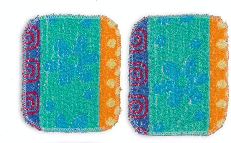 Reusable Dish Scrubber Sponge Set - Non-Scratch Scouring Pads & Scrubbing Cloths Made of Natural Organic Cotton Fibers with Food-Grade Hardener Coating for Kitchen, Bathroom and Household Cleaning (2)