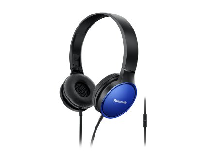 Panasonic Best in Class Over-the-Ear Stereo Headphones RP-HF300M-A (Blue) Integrated Mic and Controller, Travel-Fold Design, Metallic Finish, iPhone, Android Compatible