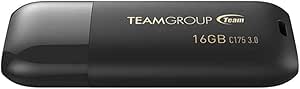 TEAMGROUP C175 16GB USB 3.2 Gen 1 (USB 3.1/3.0) Read 75MB/s Flash Thumb Drive, External Data Storage Memory Stick Compatible with Computer/Laptop Matte Black TC175316GB01