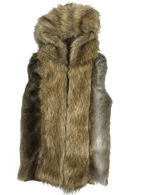 Moonwalk Men`s Faux Fur Hooded Sleeveless Vest