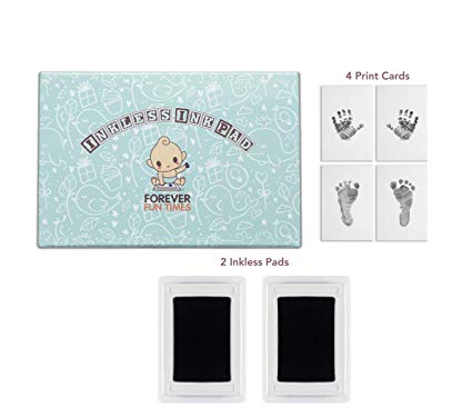 No-Touch Inkless Baby Hand and Footprint Kit | Painless Perfect Prints Without a Drop of Ink on Your Child | Quick and Easy Two-Step Inkless Print Kit | Baby Safe Ink Pad (Black (Updated), 2 Pads)