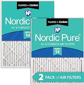 Nordic Pure 18x20x1M14 C-2 18x20x1 Merv 14 Plus Carbon AC Furnace Filters Qty 2