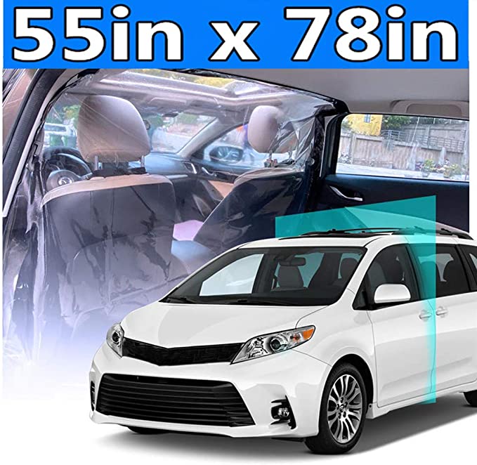 JoyTutus Safe Car Taxi Isolation Film, Anti-Saliva Car Protective HD Plastic Film Front and Rear, Anti-Fog Car Transparent Isolation Film Cover Full Surround Protect from Germ Smoke Dust 55in x 78in