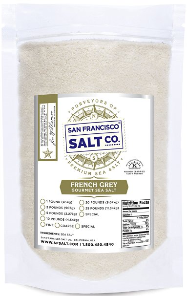 French Grey Sea Salt, pure & natural sea salt from France (5lb Bag Fine Grain)