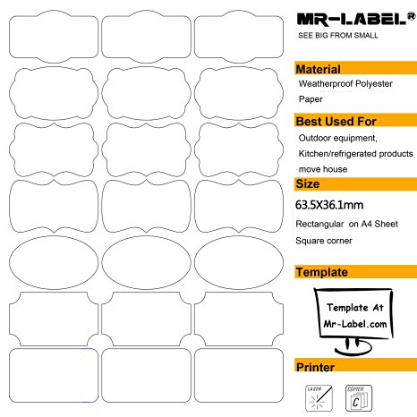 Mr-Label® Waterproof Removable Adhesive Food Labels - Tear-Resistant stickers for Kitchen use | Documents Classification | Food Labels | Barcode Label - Laser Printer Only