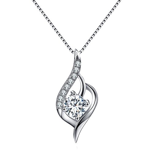 Diamond Angel Wing Necklace Sterling Silver Pendant Charm Necklace Anniversary Gift for Mother's Day Gift