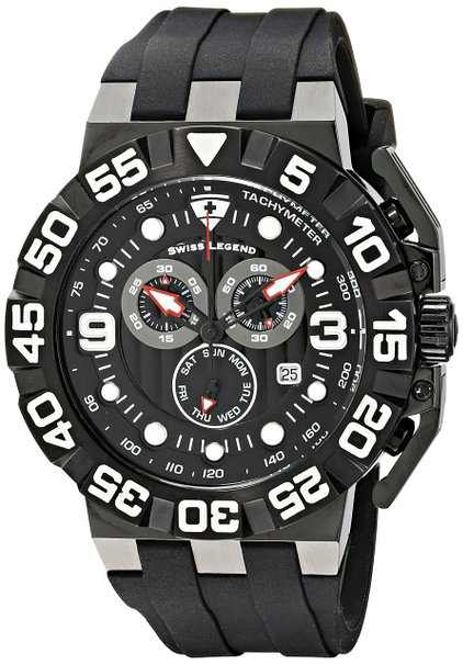Swiss Legend Men's 10125-BB-01 Challenger Chronograph Black Dial Black Silicone Watch