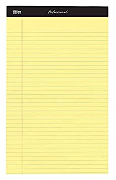 Office Depot Professional Legal Pad, 8 1/2in. x 14in, Canary, Legal Ruled, 50 Sheets, 4 Pads/Pack, 99489