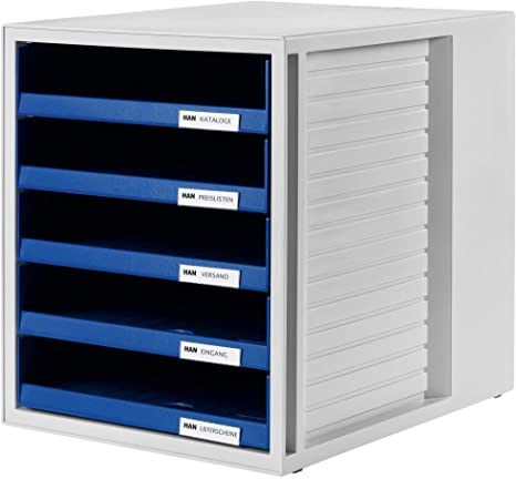 HAN 1401-14, SCHRANK-SET Drawer set. Innovative, attractive design with 5 open drawers, light-grey-blue