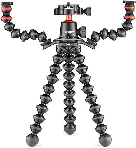 Joby Gorillapod 3K Pro Rig, Includes Stand, BallHead with QR Plate & 2 Arms, 6.Lb Load Capacity, Black/Charcoal/Red