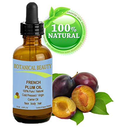 French PLUM KERNEL Seed Carrier Oil. 100% Pure / Natural / Undiluted / Virgin / Cold Pressed for Skin, Hair, Lip and Nail Care. Skin SuperFood. 0.5 fl. oz -15 ml. by Botanical Beauty