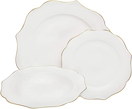 Godinger Kitchen Dinnerware Set Plates Bowls Bone China, Arendale - Service for 4