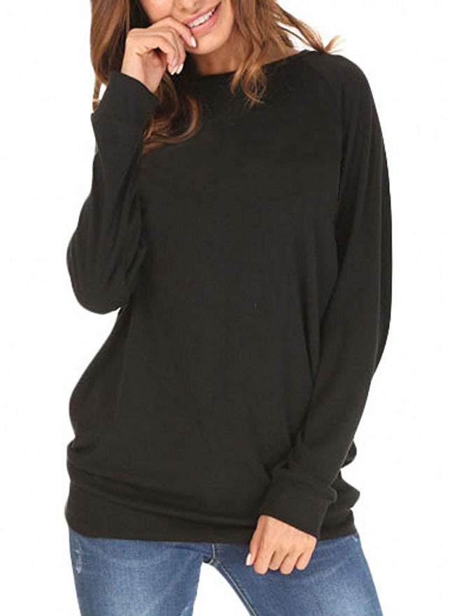 She's Style Women's Cotton Knitted Long Sleeve Loose Casual Pullover Tunic Sweatshirt Tops