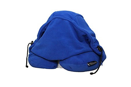 Lights Out - 1st Block Out The World Travel Pillow - (Blue) with Hoodie, Germ Shield and Contour Neck Support. Perfect Travel Pillow for Sleeping in Car, Air, Bus, Train and for Every College Student