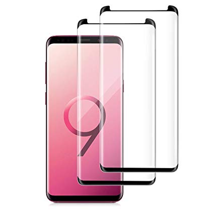 Androw Samsung Galaxy S9 Screen Protector, 9H Hardness [Anti-scratches] [Anti-Fingerprint] [Bubble Free] 3D Curved Edges Tempered Glass Screen Protector Film[Case Friendly]-2pack