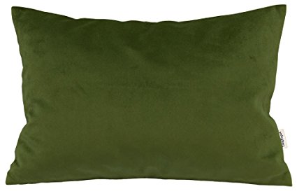 TangDepot Solid Velvet Throw Pillow Cover/Euro Sham/Cushion Sham, Super Luxury Soft Pillow Cases, Many Color & Size options - (12"x20", Kiwi)