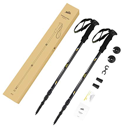 Trekking Poles, Walking Sticks with Foam Grip, Strong 7075 Aluminum Alloy, Adjustable Antishock for Hiking, Walking, Traveling, Backpacking, etc (TP-D1)