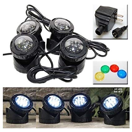 Jebao Submersible LED Pond Light with Photcell Sensor, Set of 4