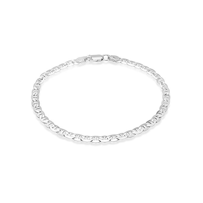 Honolulu Jewelry Company Sterling Silver 4.5mm - 8mm Mariner Link Chain Necklace or Bracelet, 7.5" - 28"