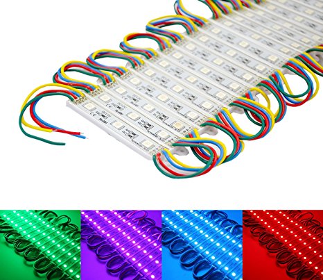 HKBAYI® 20pcs 12V 7512 5050 SMD 3 LED Module RGB Waterproof Light Lamp 3 years warranty Decorative Lighting Construction with Back Self-Adhesive Tape Peel and Stick Easy to Use