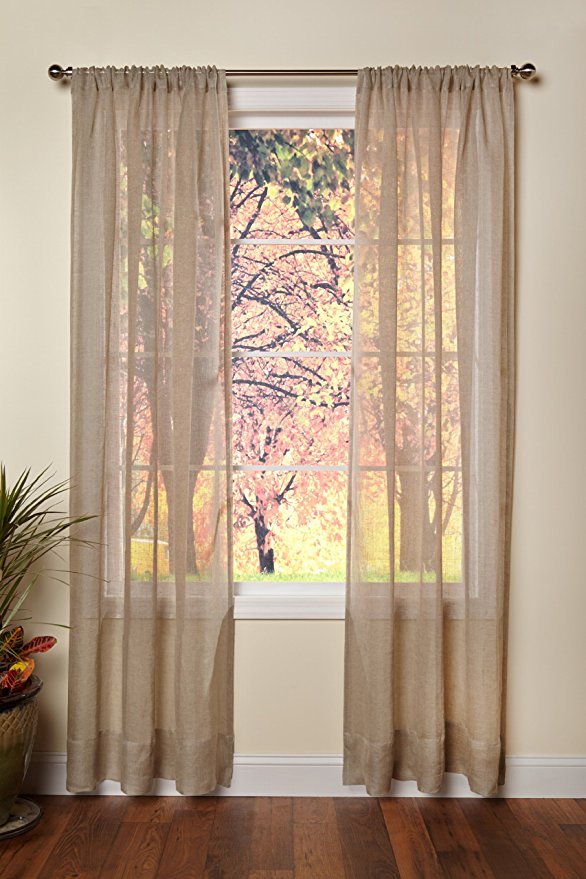 Cotton Craft - Pure 100% Linen Rod Pocket Window Panels - One Pair - Natural 54x108. Hand Crafted & Hand Stitched Sheer Linen panels - Generous 6 inch hem. Enjoy the sophisticated luxury of Pure Linen