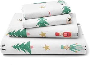 Flannel Christmas Sheets - 100% Cotton Flannel Sheets - Cal King Size Sheet Set - Extra Soft & Cozy - Thick Warm Heavyweight Winter Sheets - Nutcracker Deep Pocket Holiday Sheets for Women, Men & Kids