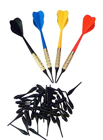Arachnid Plastic Soft Tip Darts, Lot of 12 Assorted Colors Plus 50 Extra Tips