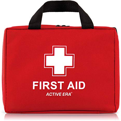 220 Piece Premium First Aid Kit Bag - Includes Eyewash, 2 x Cold (Ice) Packs and Emergency Blanket for Home, Office, Car, Caravan, Workplace, Travel and Sports (Red)