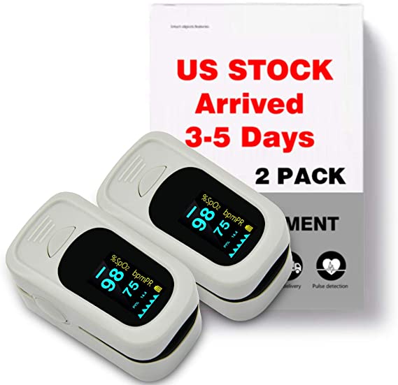 Coocal 2 Pack Oxygen Monitor Fingertip, Blood Oxygen Saturation Monitor (SpO2) with Pulse Rate Measurements and Pulse Bar Graph, Portable Digital Reading LED Display Suitable for Adults and Kids