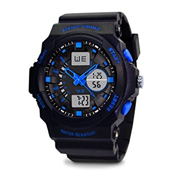TOPCABIN Swim Watch Digital-analog Boys Girls Sport Digital Watch with Alarm Stopwatch Chronograph-50m Water Proof Wristwatch Blue