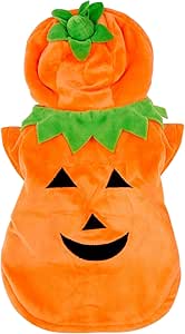 Pumpkin Costumes for Dogs, Halloween Costume for Dogs Small, Pet Cosplay Dress, Puppy Warm Outfits Fleece Hoodie, (M for 5.5~8.0 lbs)