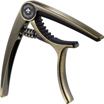 Guitar Capo Deluxe for Guitars, Ukulele, Banjo, Mandolin, Bass - Made of Premium Quality Zinc Alloy for 6 & 12 String Instruments - Luxury Accessories by Nordic Essentials™ - Lifetime Warranty (Bronze)